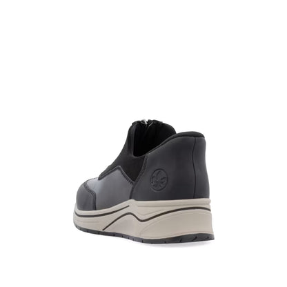 Rieker N9553-25 Black & Antique Silver H Fit Front Zip Shoes