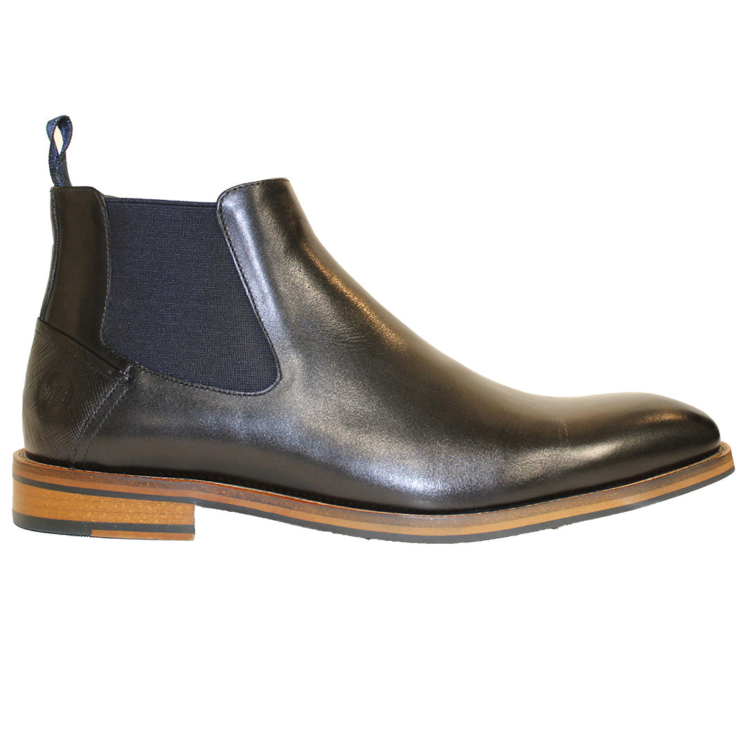 Ninety 78 NTY013 Black Leather Chelsea Boots