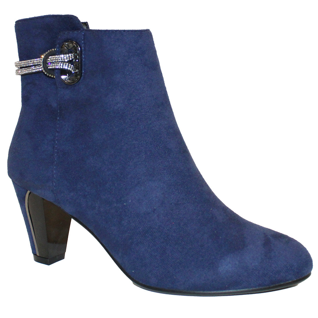 Susst Dervla23 Navy Micro Diamonte Chain Ankle Strap Heel Ankle Boots