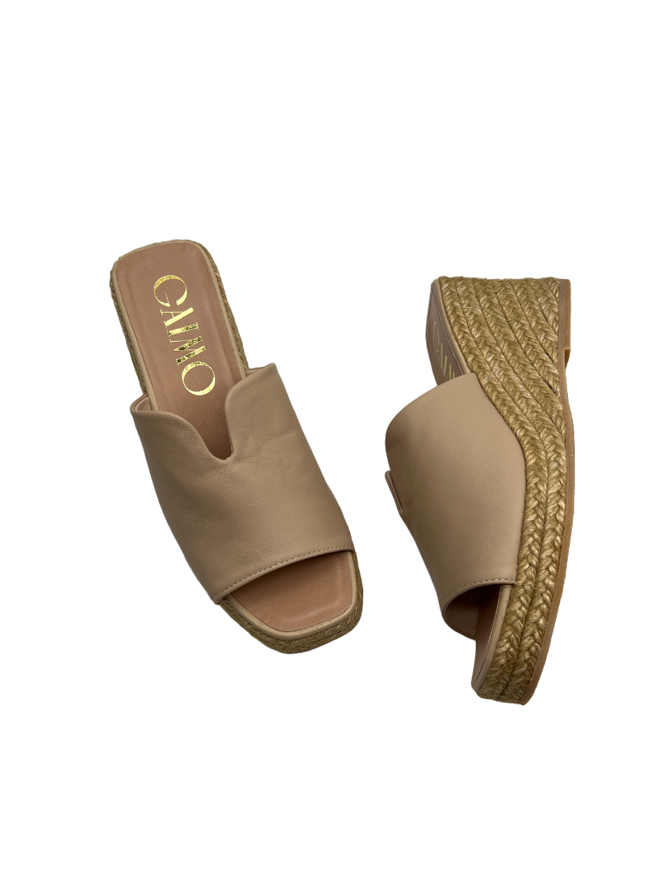 Gaimo Ocra Beige Slip On Wedge Sandals