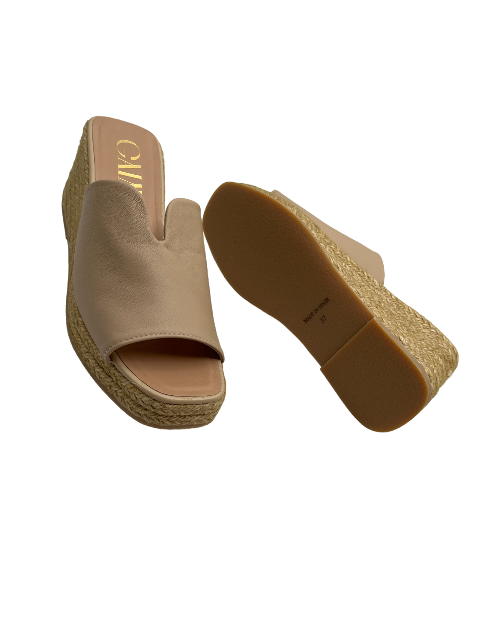 Gaimo Ocra Beige Slip On Wedge Sandals