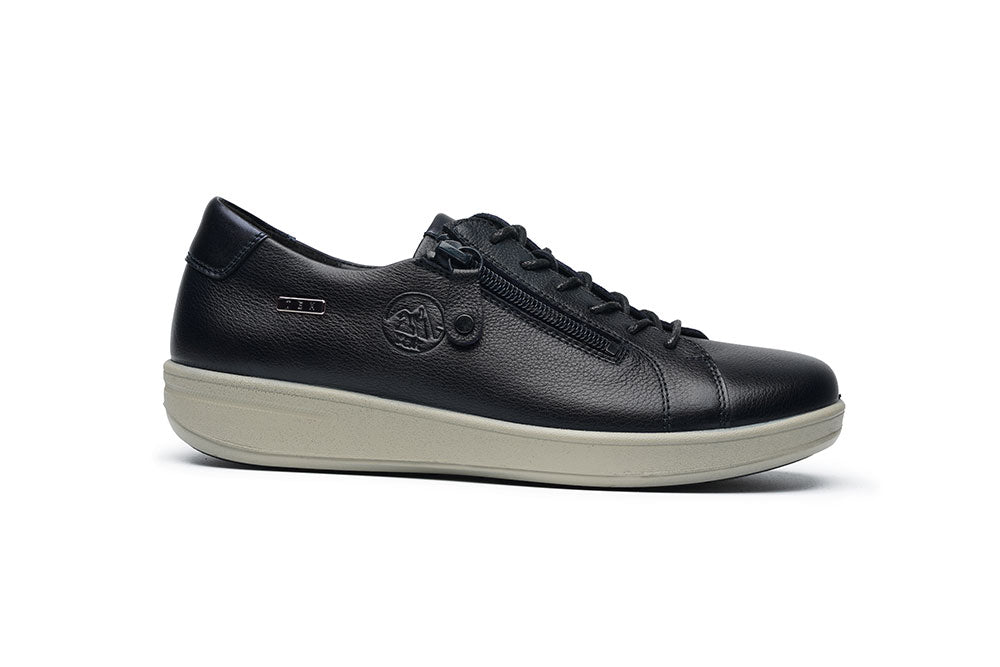 G Comfort P-6501 L Ocean Navy Yak Leather Sneakers with Side Zip