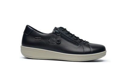 G Comfort P-6501 L Ocean Navy Yak Leather Sneakers with Side Zip