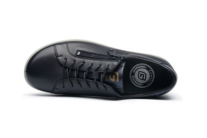 G Comfort P-6501 L Ocean Navy Yak Leather Sneakers with Side Zip
