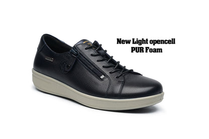 G Comfort P-6501 L Ocean Navy Yak Leather Sneakers with Side Zip