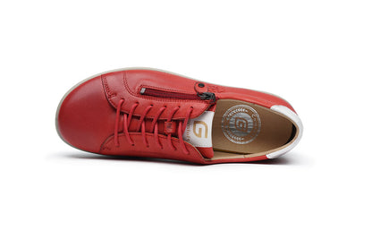 G Comfort P-6501 R Red Yak Leather Sneakers with Side Zip