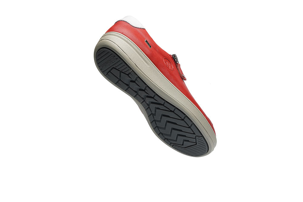 G Comfort P-6501 R Red Yak Leather Sneakers with Side Zip