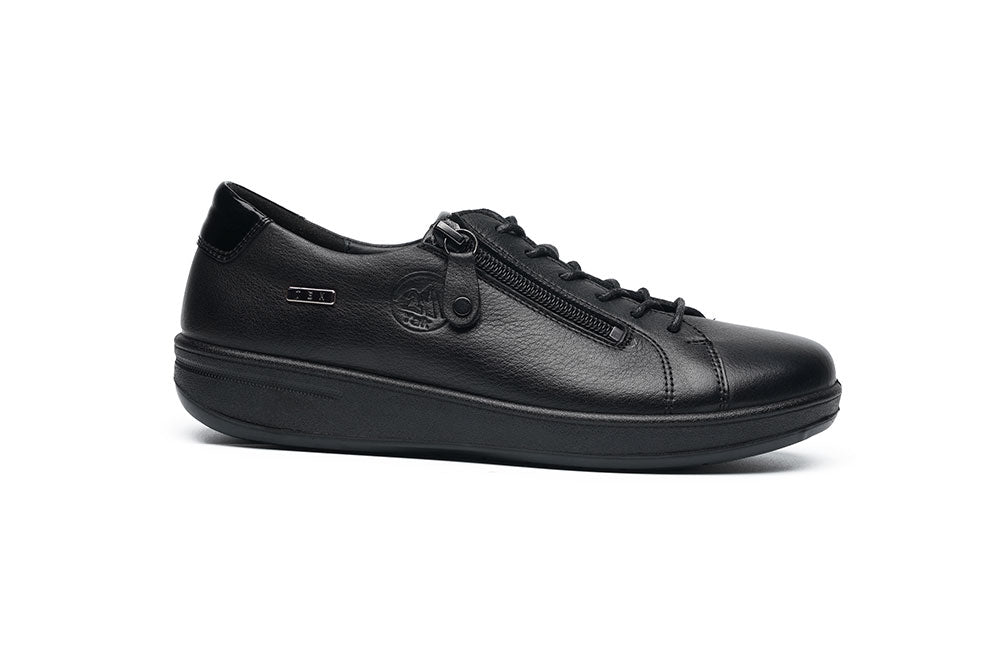 G Comfort P-6501 S Black Yak Leather Sneakers with Side Zip