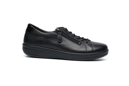 G Comfort P-6501 S Black Yak Leather Sneakers with Side Zip