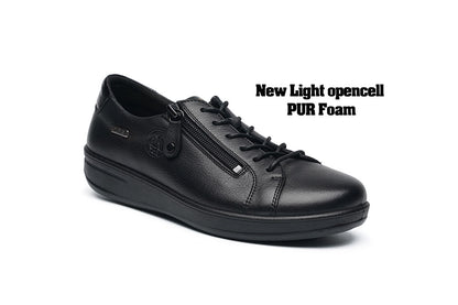 G Comfort P-6501 S Black Yak Leather Sneakers with Side Zip
