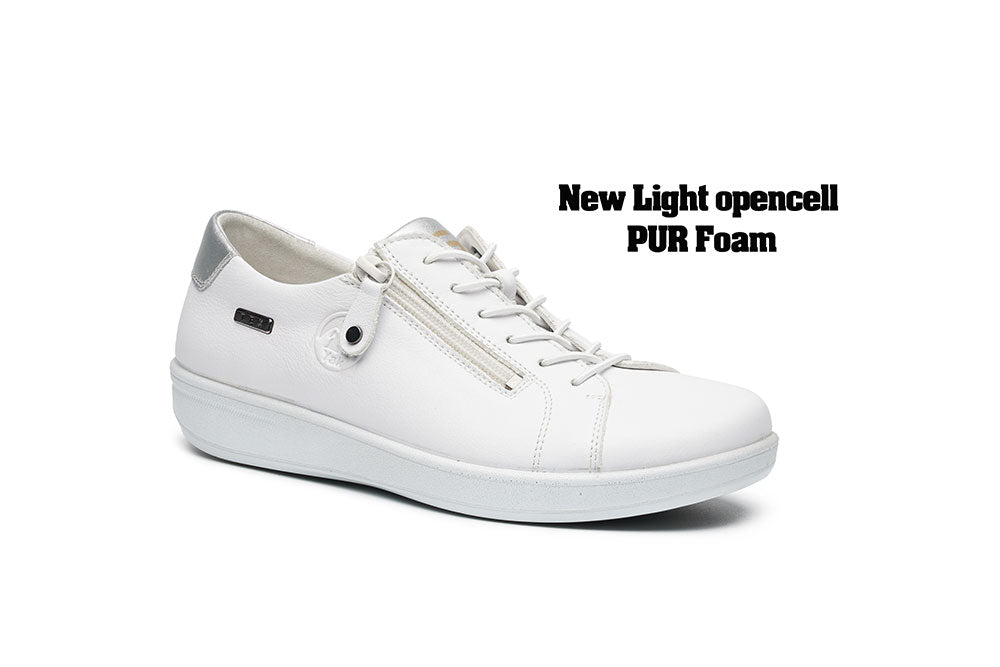 G Comfort P-6501 W White Yak Leather Sneakers with Side Zip