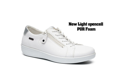 G Comfort P-6501 W White Yak Leather Sneakers with Side Zip