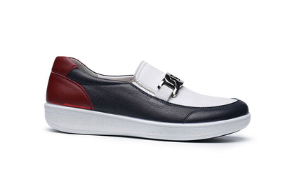 G Comfort P-6503 RT White Red Navy Yak Softcalf Slip On Shoes