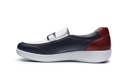G Comfort P-6503 RT White Red Navy Yak Softcalf Slip On Shoes