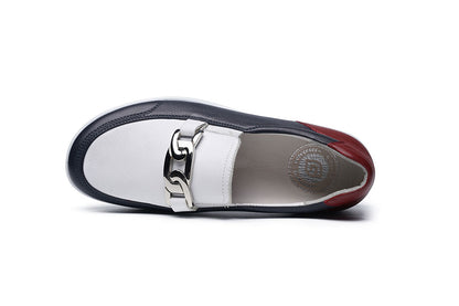 G Comfort P-6503 RT White Red Navy Yak Softcalf Slip On Shoes