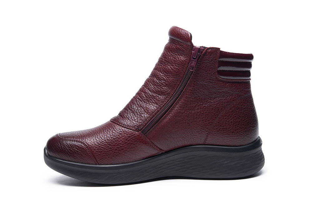 G Comfort P-825 R Medoc Burgundy Yak Softnappa Ankle Boots 2 Zips