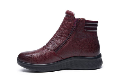 G Comfort P-825 R Medoc Burgundy Yak Softnappa Ankle Boots 2 Zips