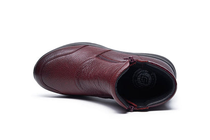 G Comfort P-825 R Medoc Burgundy Yak Softnappa Ankle Boots 2 Zips