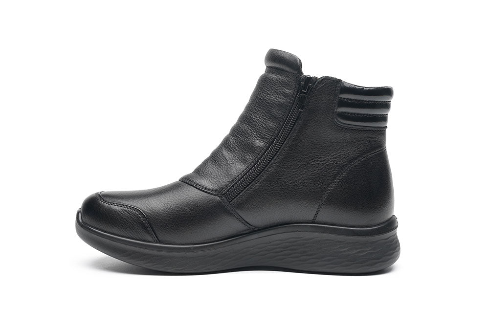 G Comfort P-825 S Black Yak Softnappa Ankle Boots 2 Zips
