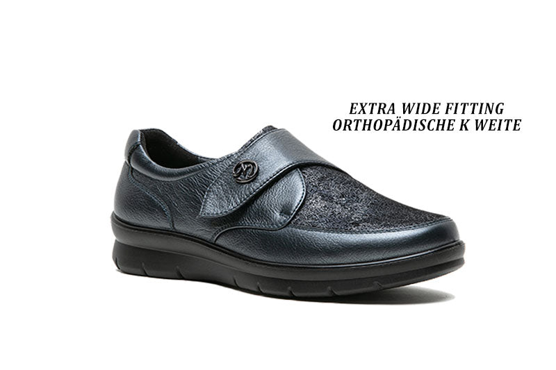 G Comfort P-8261 Blue Metallic Extra Wide Velcro Shoes
