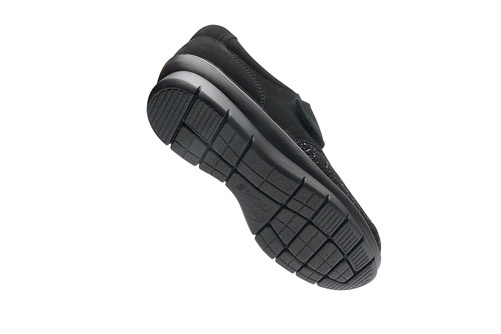 G Comfort P-8267STN Black Nubuck Shimmer Stretch Velcro Shoes