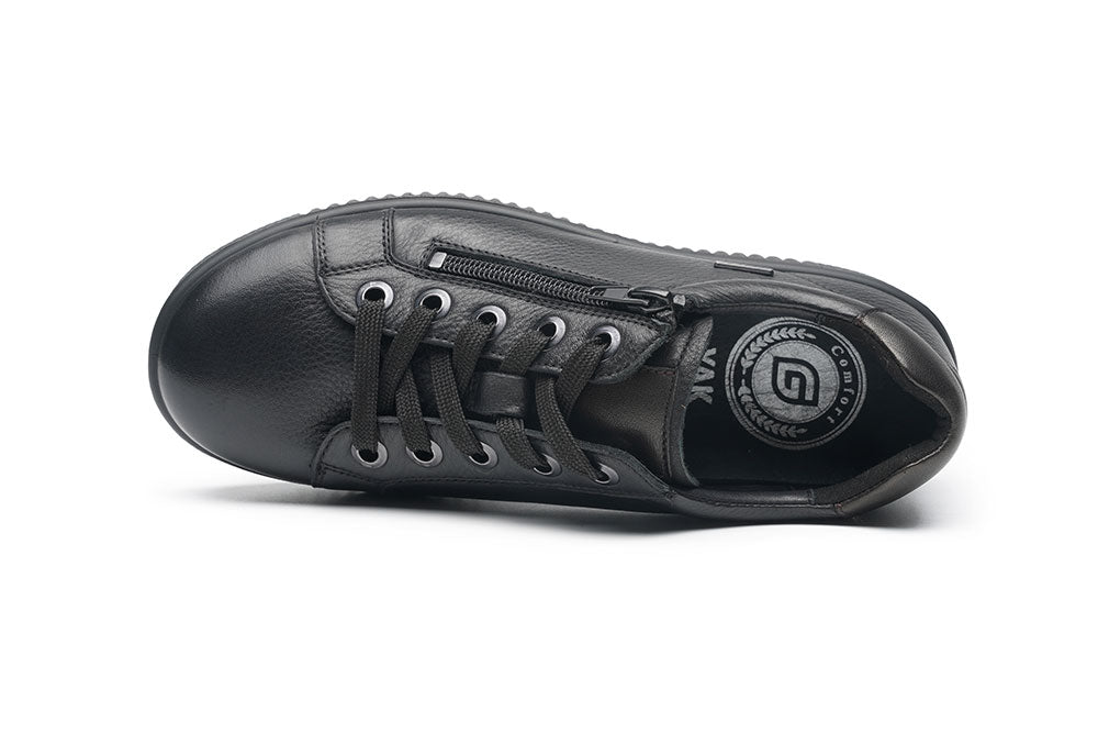 G Comfort P-912 SN Black Softnappa Sneaker with Side Zip
