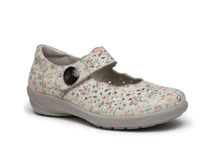 G Comfort P-9528PS Beige Floral Velcro Shoes