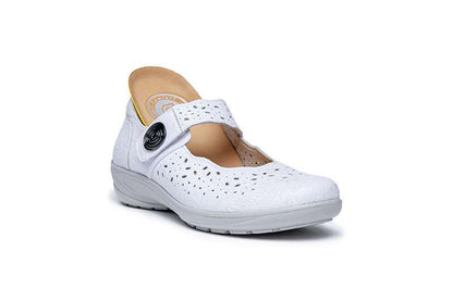 G Comfort P-9528WF White Fantasy Pinhole Velcro Shoes