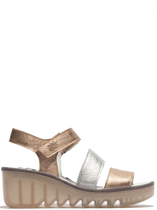 Fly London P501575005 BEXY575FLY Gold & Silver Combi Sandals