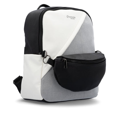 Remonte Q0533-01 Black, White & Grey Backpack