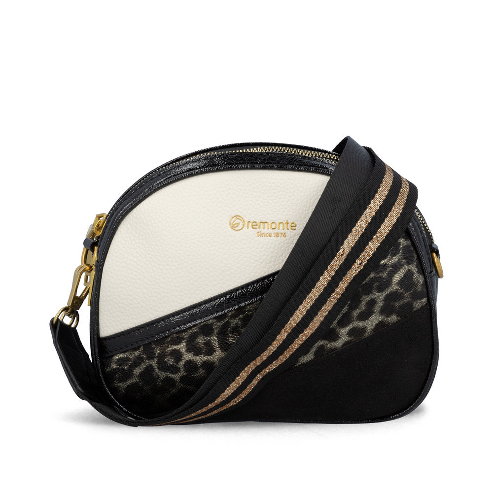 Remonte Q0647-02 Black, Gold & Cream Combi Crossbody Bag