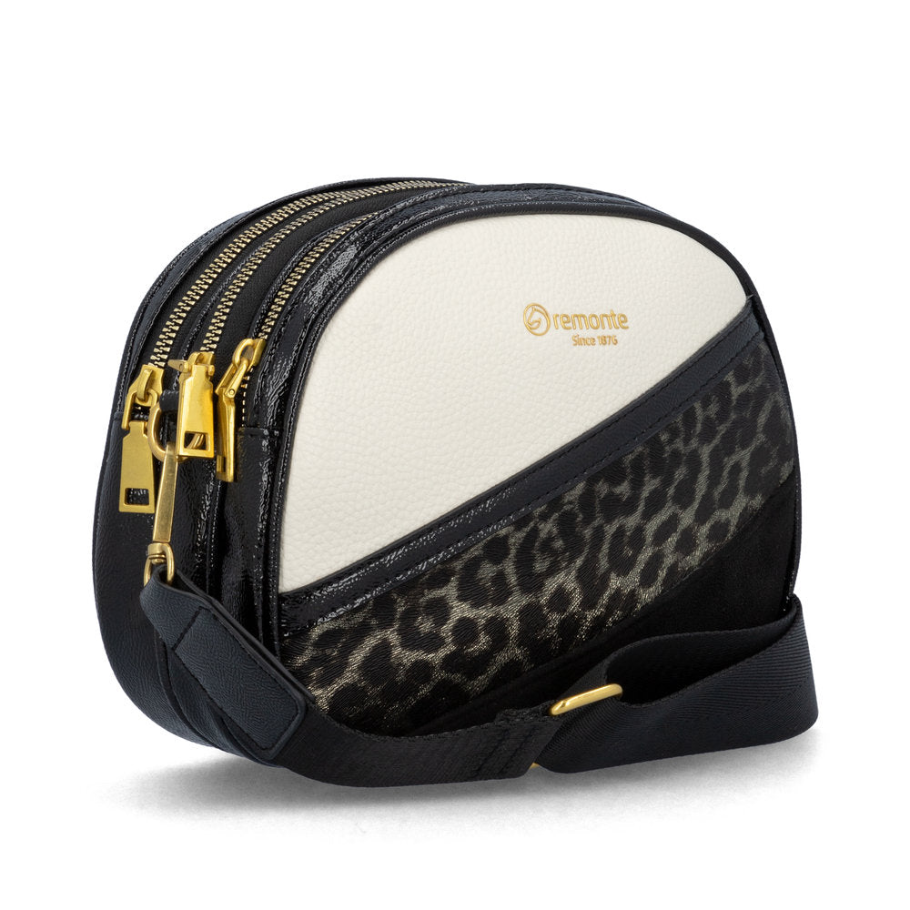 Remonte Q0647-02 Black, Gold & Cream Combi Crossbody Bag
