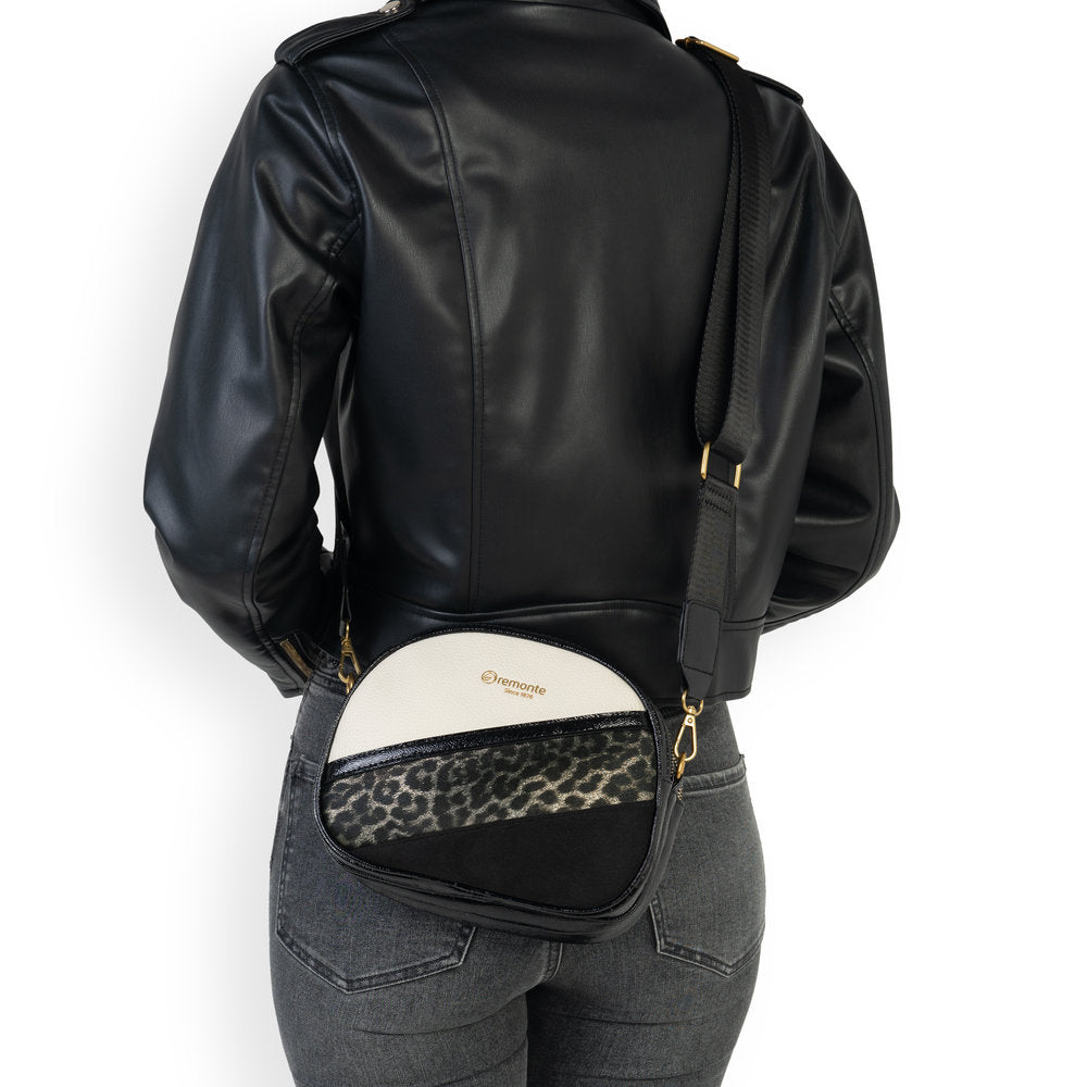 Remonte Q0647-02 Black, Gold & Cream Combi Crossbody Bag