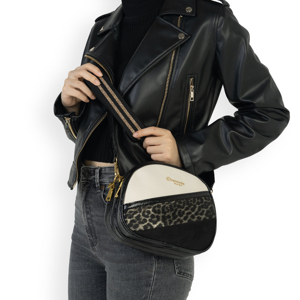 Remonte Q0647-02 Black, Gold & Cream Combi Crossbody Bag