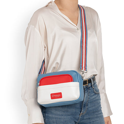 Remonte Q0671-14 White, Red & Jeans Blue Handbag