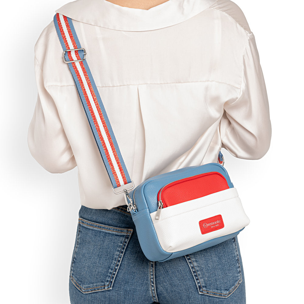 Remonte Q0671-14 White, Red & Jeans Blue Handbag