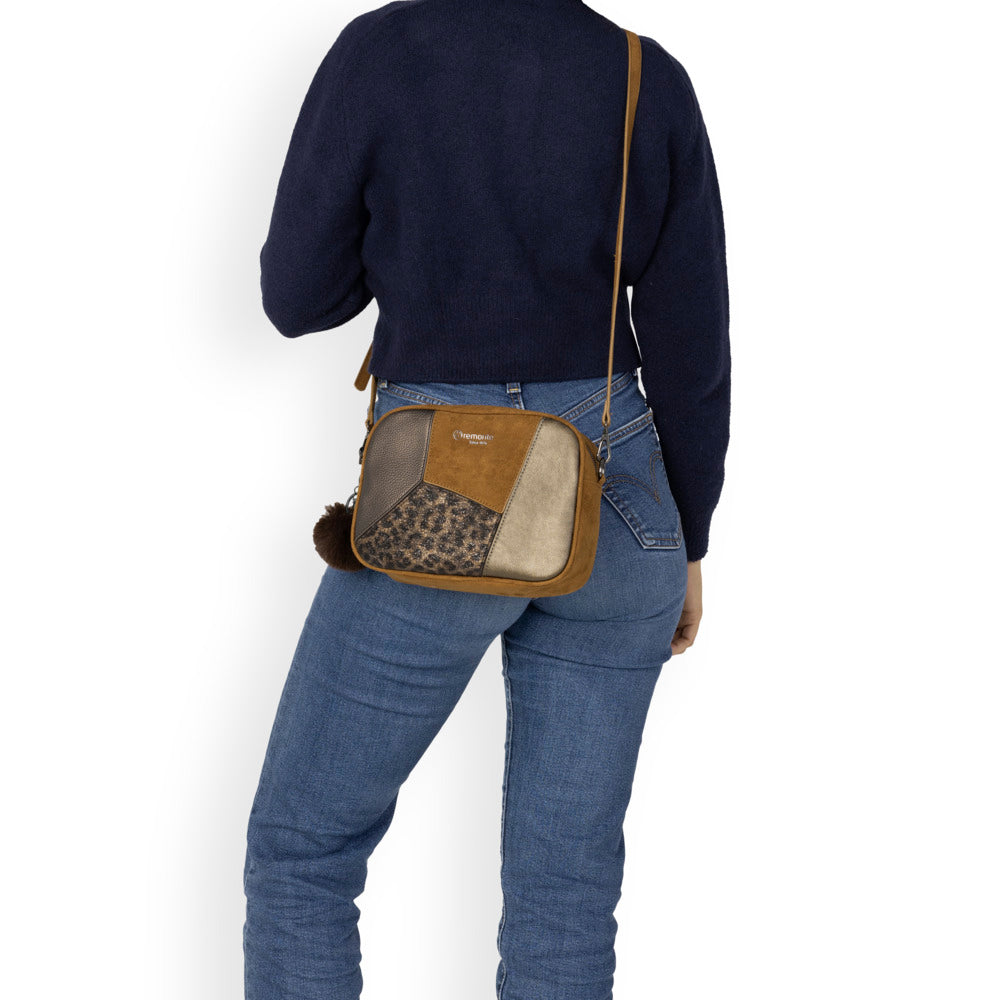 Remonte Q0674-22 Tan, Bronze, Leopard Mix Cross Body Bag