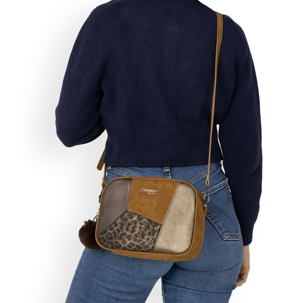 Remonte Q0674-22 Tan, Bronze, Leopard Mix Cross Body Bag