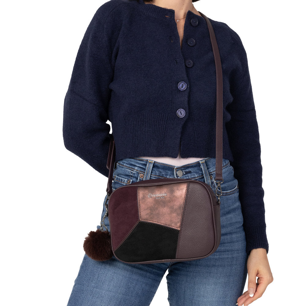 Remonte Q0674-35 Wine, Black Purple Combi Handbag