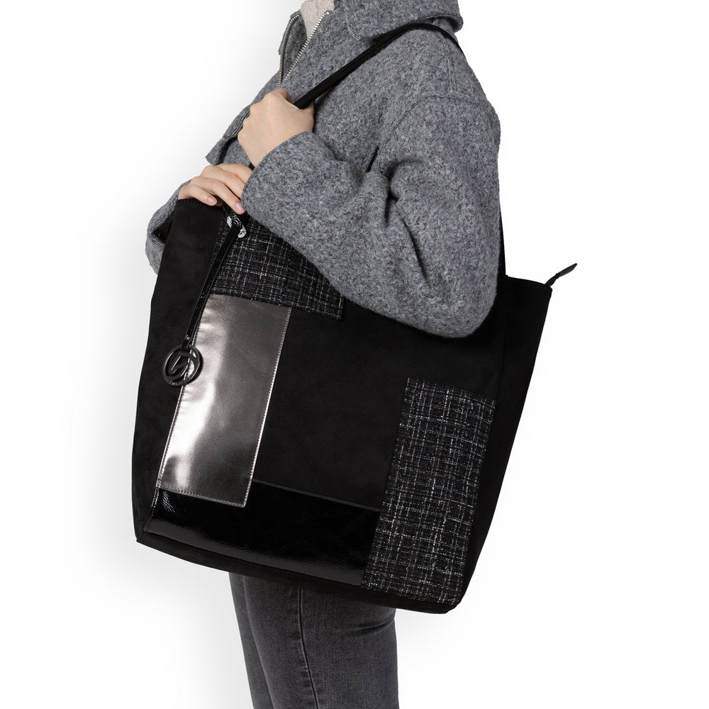 Remonte Q0727-01 Black, White & Silver Handbag