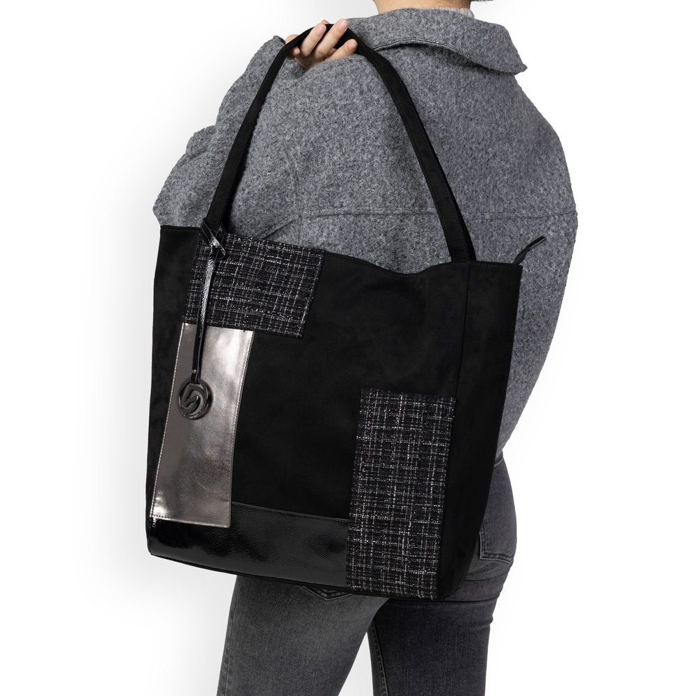 Remonte Q0727-01 Black, White & Silver Handbag