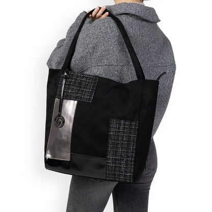 Remonte Q0727-01 Black, White & Silver Handbag