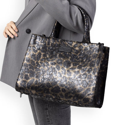Remonte Q0762-02 Black & Gold Print Combi Handbag