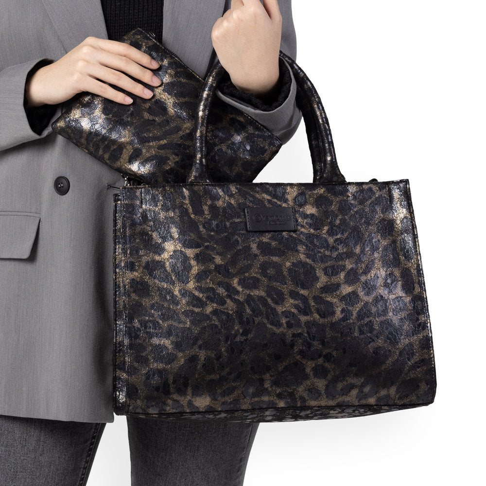 Remonte Q0762-02 Black & Gold Print Combi Handbag