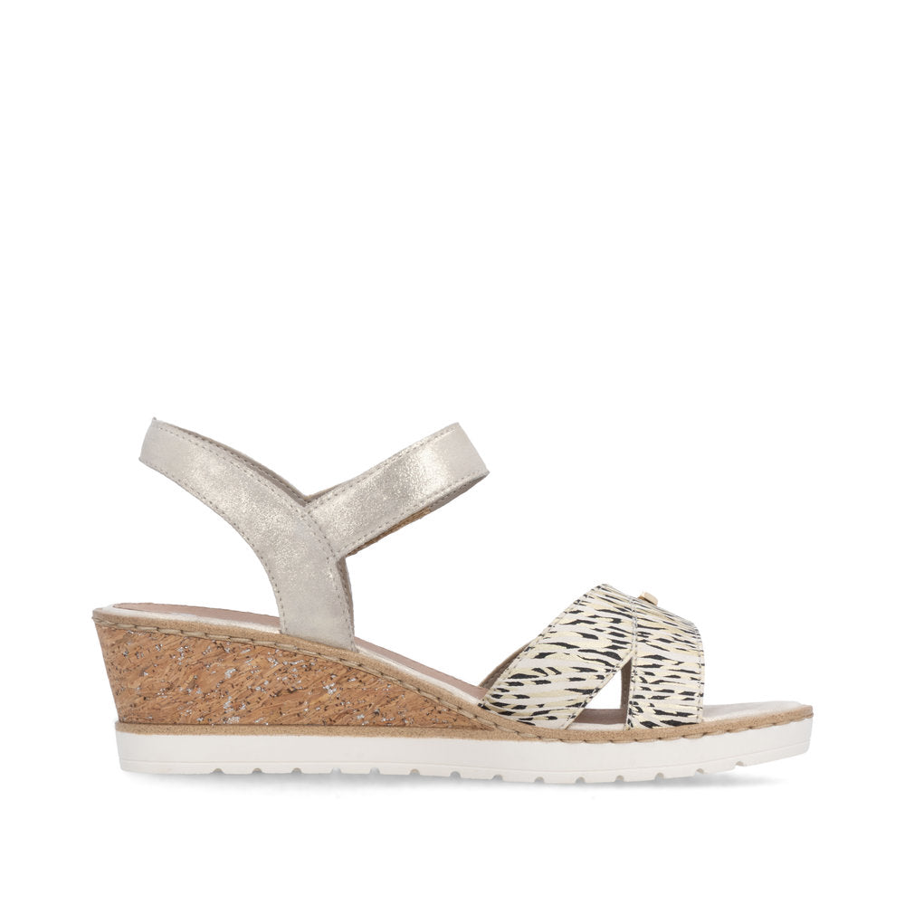 Remonte R6266-90 Beige Gold Mix F 1/2 Fit Sandals with Slingback Strap