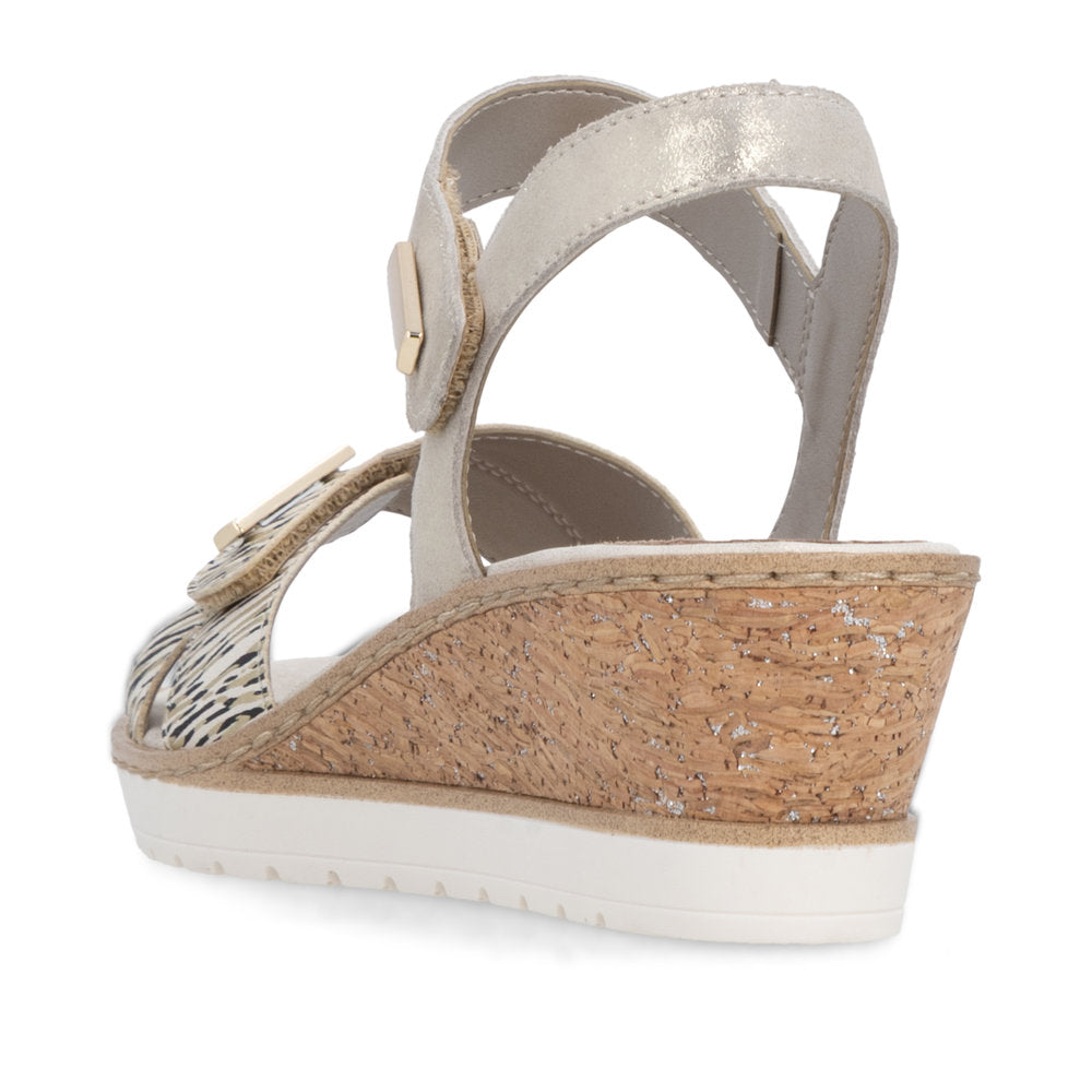 Remonte R6266-90 Beige Gold Mix F 1/2 Fit Sandals with Slingback Strap