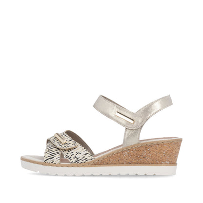Remonte R6266-90 Beige Gold Mix F 1/2 Fit Sandals with Slingback Strap