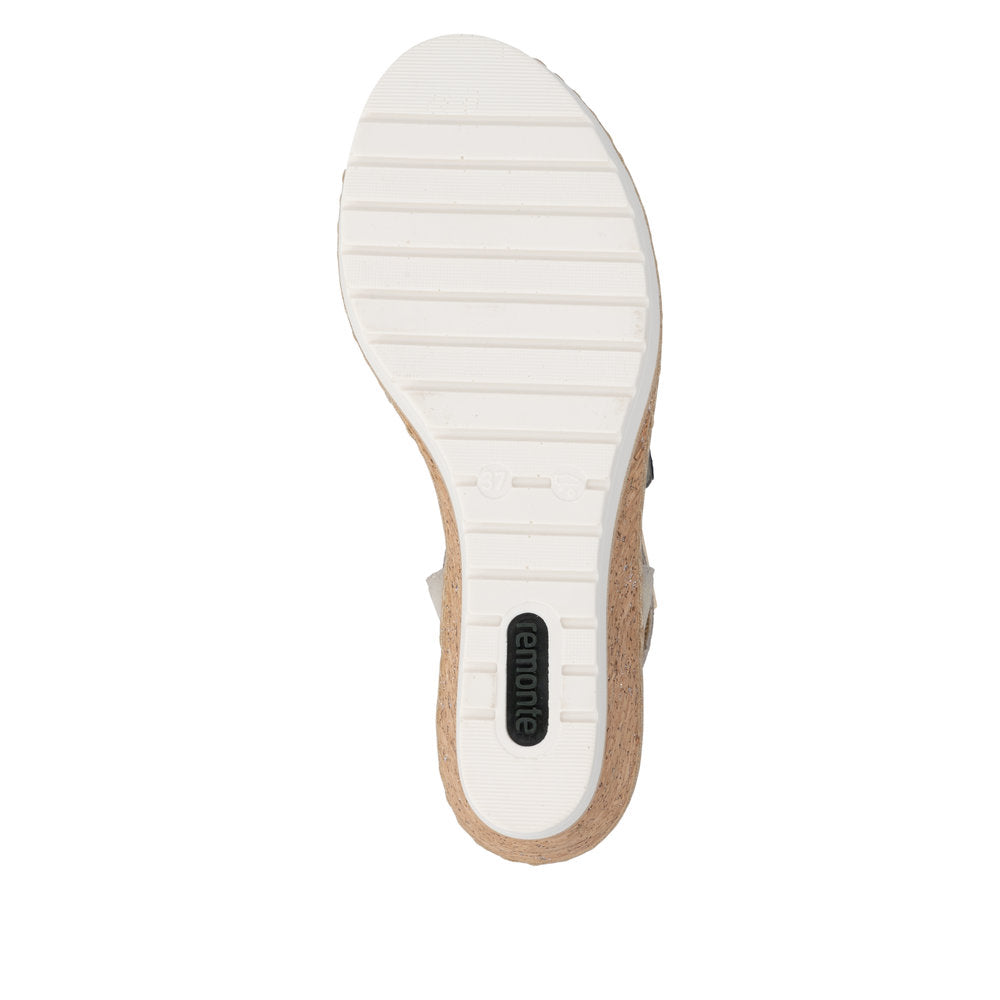 Remonte R6266-90 Beige Gold Mix F 1/2 Fit Sandals with Slingback Strap