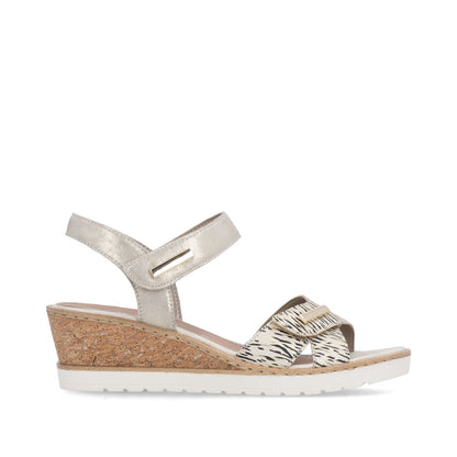 Remonte R6266-90 Beige Gold Mix F 1/2 Fit Sandals with Slingback Strap