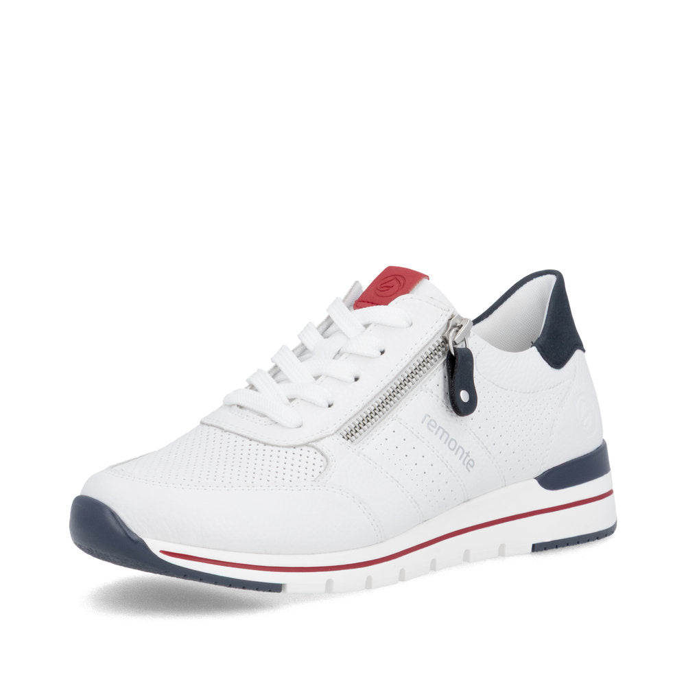 Remonte R6705-82 White, Navy & Red G Fit Trainers with Zip
